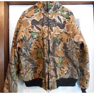 Vintage Camo Fleece Bomber Jacket Mossy Tree Oak Size XL Gorpcore Hunting Field